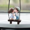 Anime Car Accessories Cute Couple on Swing Car Accessories Interior Romantic Couple Rearview Mirror Swing Pendant Ornament Gift