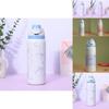 Ribbon Bow Pattern Print Insulated Water Bottle With Dual Drink Lids For Outdoor Sports