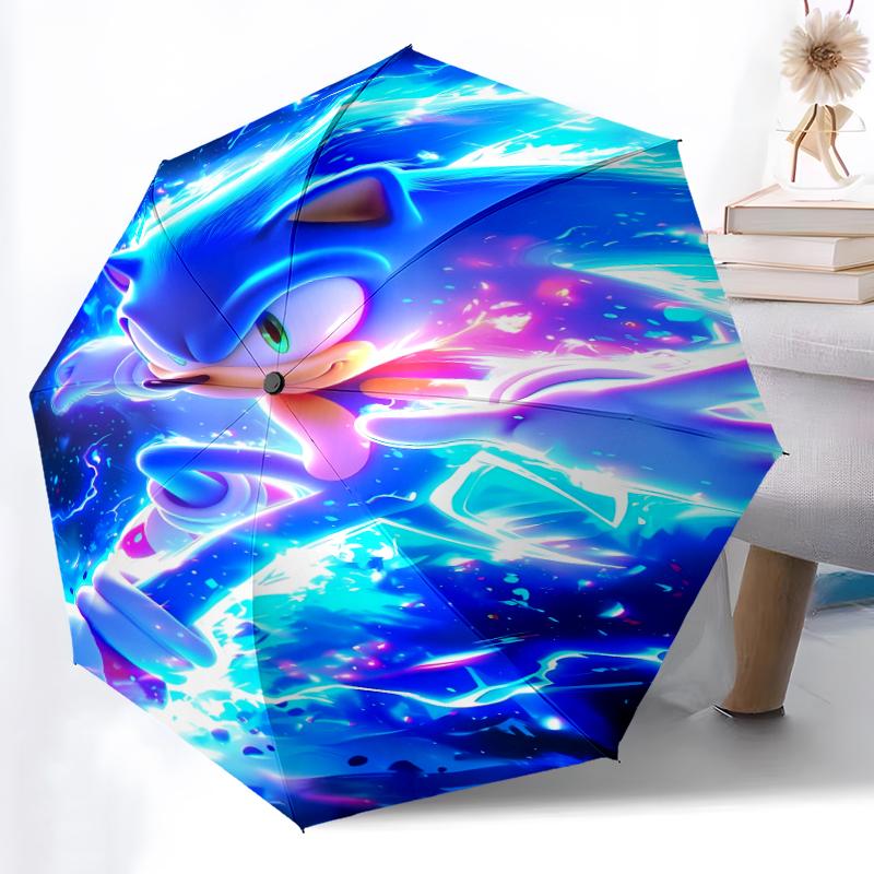 Printed Sonic the Hedgehog Printed Folding Umbrella,Outdoor,Leisure,And Travel Umbrella,Durable Umbrella Fabric,Birthday And Holiday Gift