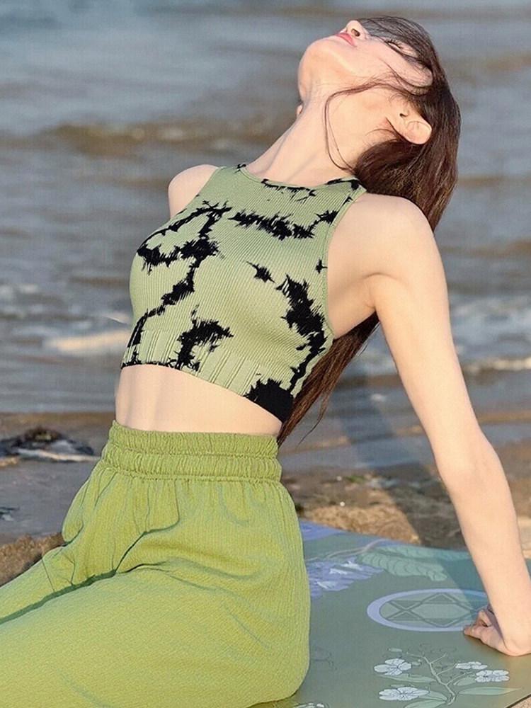 

Spring/Summer 2026 Chinese-Style Sexy Crop Yoga Top M (100-110 cm)