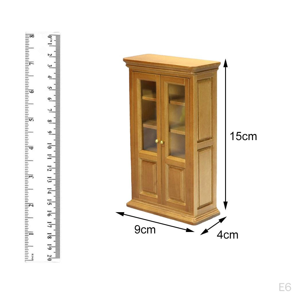 1/12 Scale Cupboard,Wooden Dollhouse Miniature Cabinet Model Nursery Room Decor