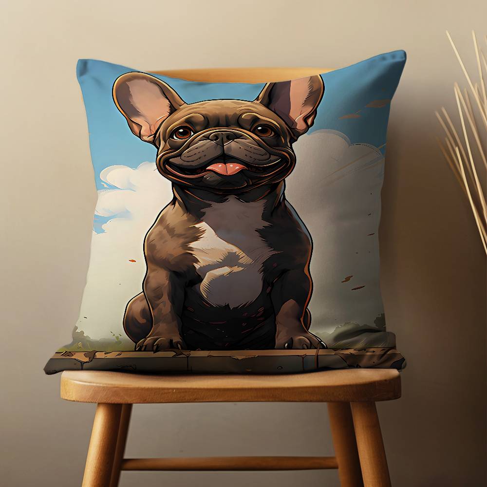 

Cute Cartoon Drench Bulldog Throw Pillow Case For 45*45cm,55*55cm,30*30cm,Car Pillowcase Home Bedchamber Decor Gift 30cmx30cm