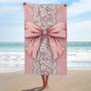 Pink Bow Print Beach Towel Quick Dry Sand Free Cute Star Heart Pattern Lightweight Towel for Girls Beach Pool Travel Camping