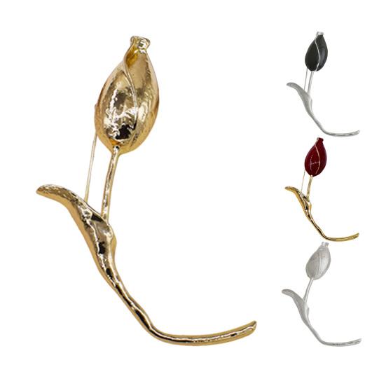 Tulip Flower Brooch Metal Alloy Brooch Versatile Jacket Dress Scarf Hat Handbag Pin Lightweight Elegant Accessories Gifts