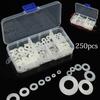 250PC/Kit  Nylon Flat Washer Assortment M2 M2.5 M3 M4 M5 M6 M8 Screw/Bolt