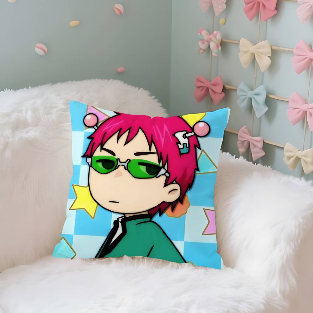 Cute S-Saiki K Throw Pillow Covers Pattern Cushion Cover Suitable For Sofa Bedroom Car Pillow Cover