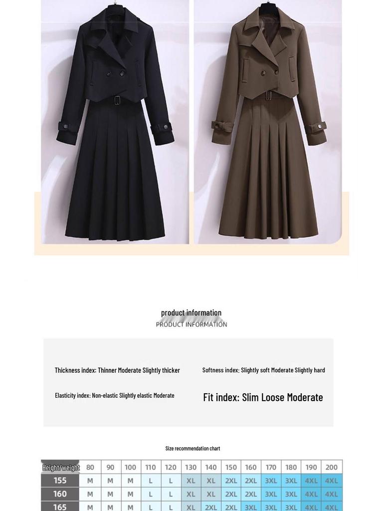 Plus Size Women's Suit: Jacket & Midi Skirt French Design 2025 Autumn Collection