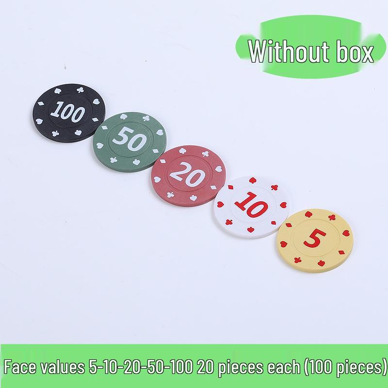 Boxed 100 Plastic Chips for Card Games: Baccarat, Mahjong, Poker