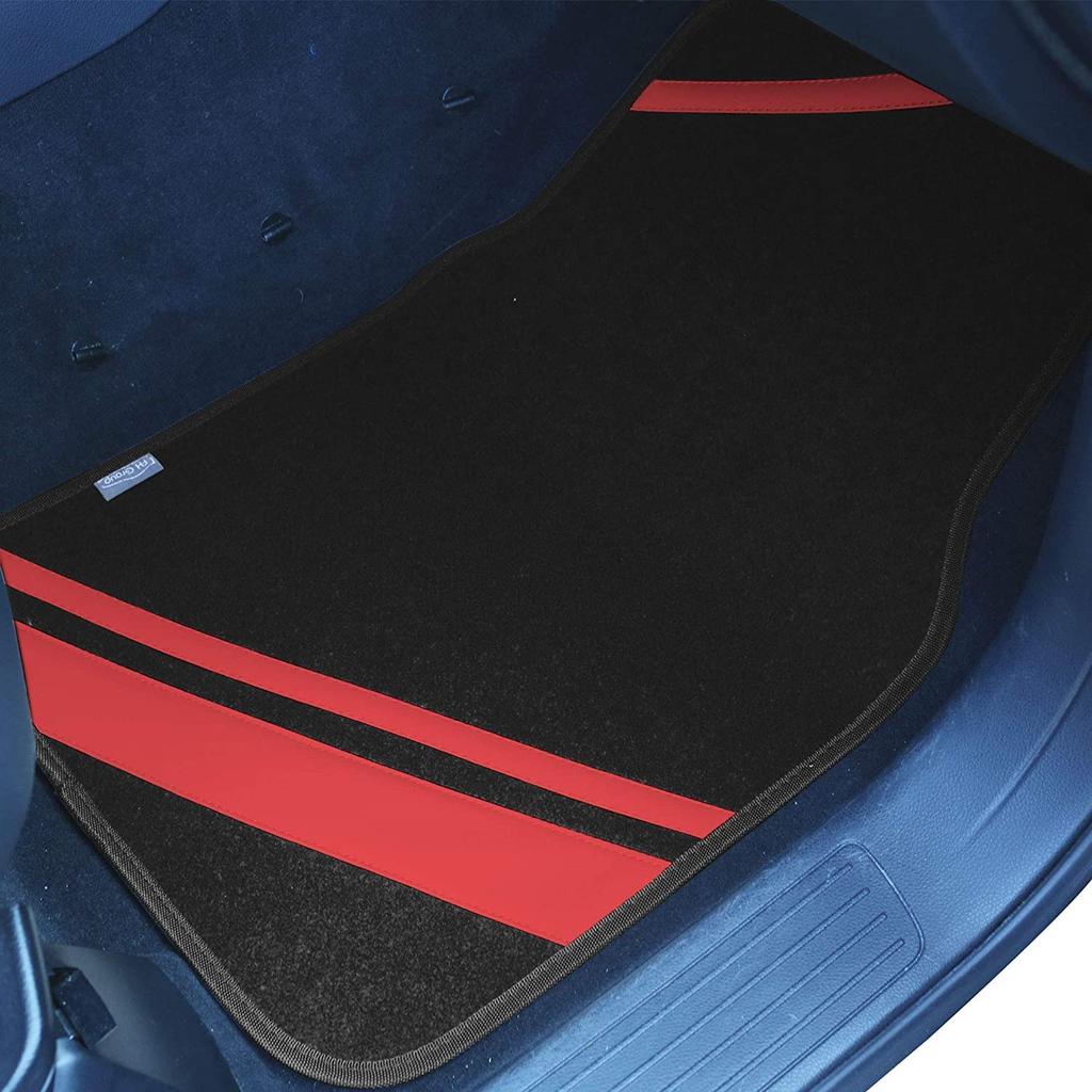 FH Group Group Red Car Floor 65 x 33 x Universal Full Set of Carpets and Faux Leather for and Trucks Imported from F14501RED (FH International) Mats,