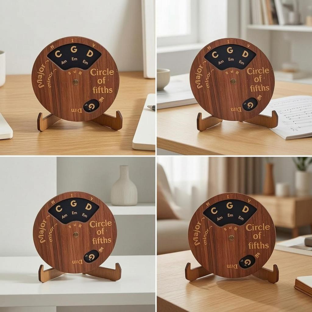 6xMusic Principles Wheel Wooden Circle of Fifths Visual Chart for