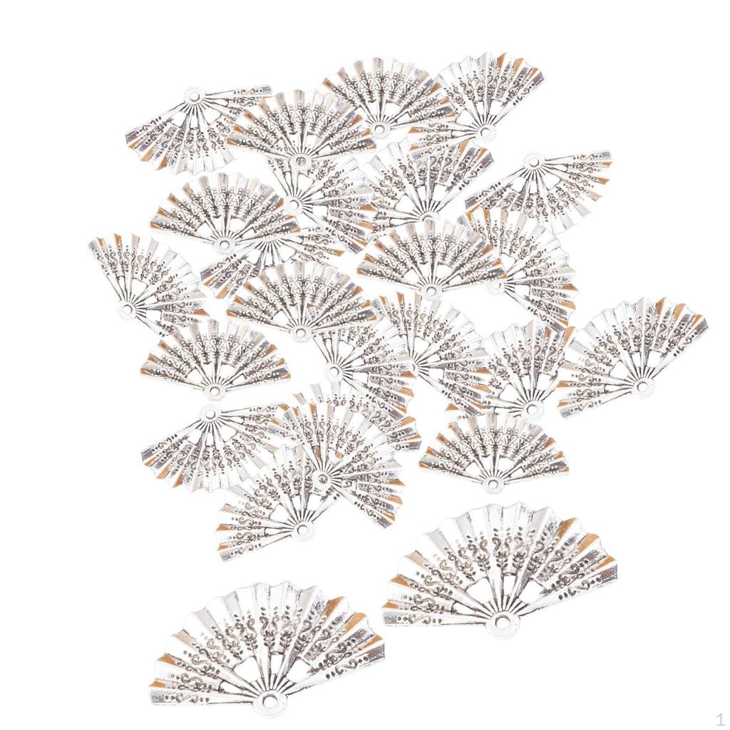 50 Metal Fan Shaped Charms Semicircular Pendents for Earrings Hairpin Jewelry Making Necklace DIY