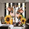 Cute Cartoon Cow Sunflower Curtains Panels Blackout Window Treatment for Nursery Kids Bedroom Home Decor Polyester
