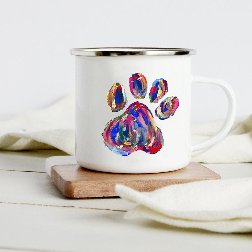 Funny Dachshund Print Creative Enamel Mug Coffee Wine Mugs Cartoon Dogs Paw Party Drink Beer Juice Milk Cups Gifts for Lover Dog
