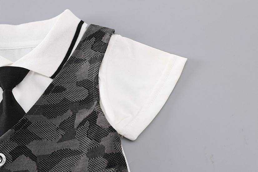 Summer Boys' Patchwork Tie Vest & Shorts Set