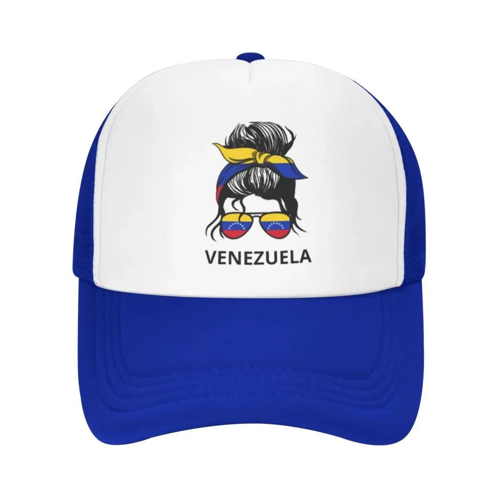 Venezuelan Flag Woman With Messy Bun Sport Mesh Baseball Caps Women Men Unisex Male Beach Dad Hats Hip Hop Trucker Cap