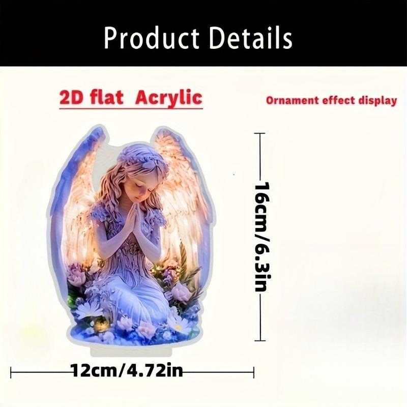 2D Flat Prayer Angel Acrylic Tabletop Decor, Flower, Suitable for Wall Decoration, Porch, Room, Villa, Accents Home, Hallway, or Workplace - Rustic Fa