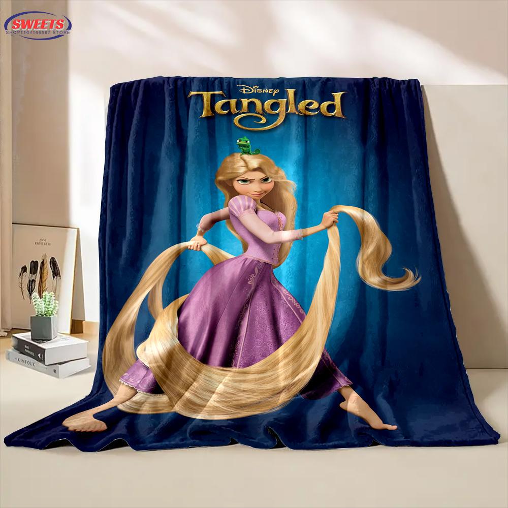 3D Classic Princess Rapunzel Cartoon Flannel Blanket for Bed Bedroom Sofa Picnic, Blanket for Cover Outdoor Leisure Nap Gifts
