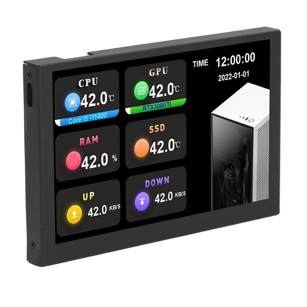 IPS USB Mini-Bildschirm 5 Zoll 800x480 Auflösung Typ C Unterbildschirm PC Datenmonitor für AIDA64 Schwarz