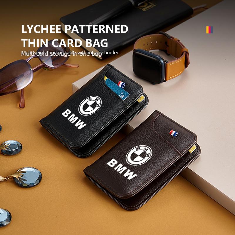 Zipper Short Wallets Multi Slots Leather Card Holder Coin Purse For BMW M Performance E36 E46 E60 E90 E91 E92 E93 F30 F20 xkhr50