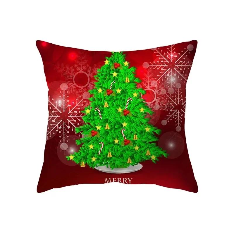 Christmas Theme Decorative Printed Pattern Cushion Cover Home Decor Living Room Sofa Pillow Bedroom Bedside Pillow