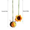 Crochet Knitted Bee Sunflower Pendant Cute Decor Automotive Interior Charms Decorations Rearview Mirror Hanging Ornament