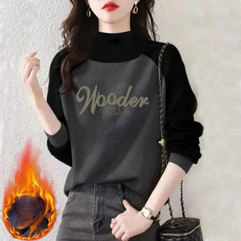 A Loose and Fashionable Long-sleeved Semi-high-neck Sweatshirt for Women, Which Is Slimming, Warm and Makes Them Look Younger