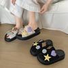 Fashion star explosion non-slip thick-soled one-word slippers summer wear heightening soft-soled sandals shoes