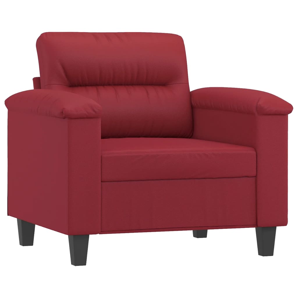 Armchair with Footstool Burgundy 60 Cm Faux Leather
