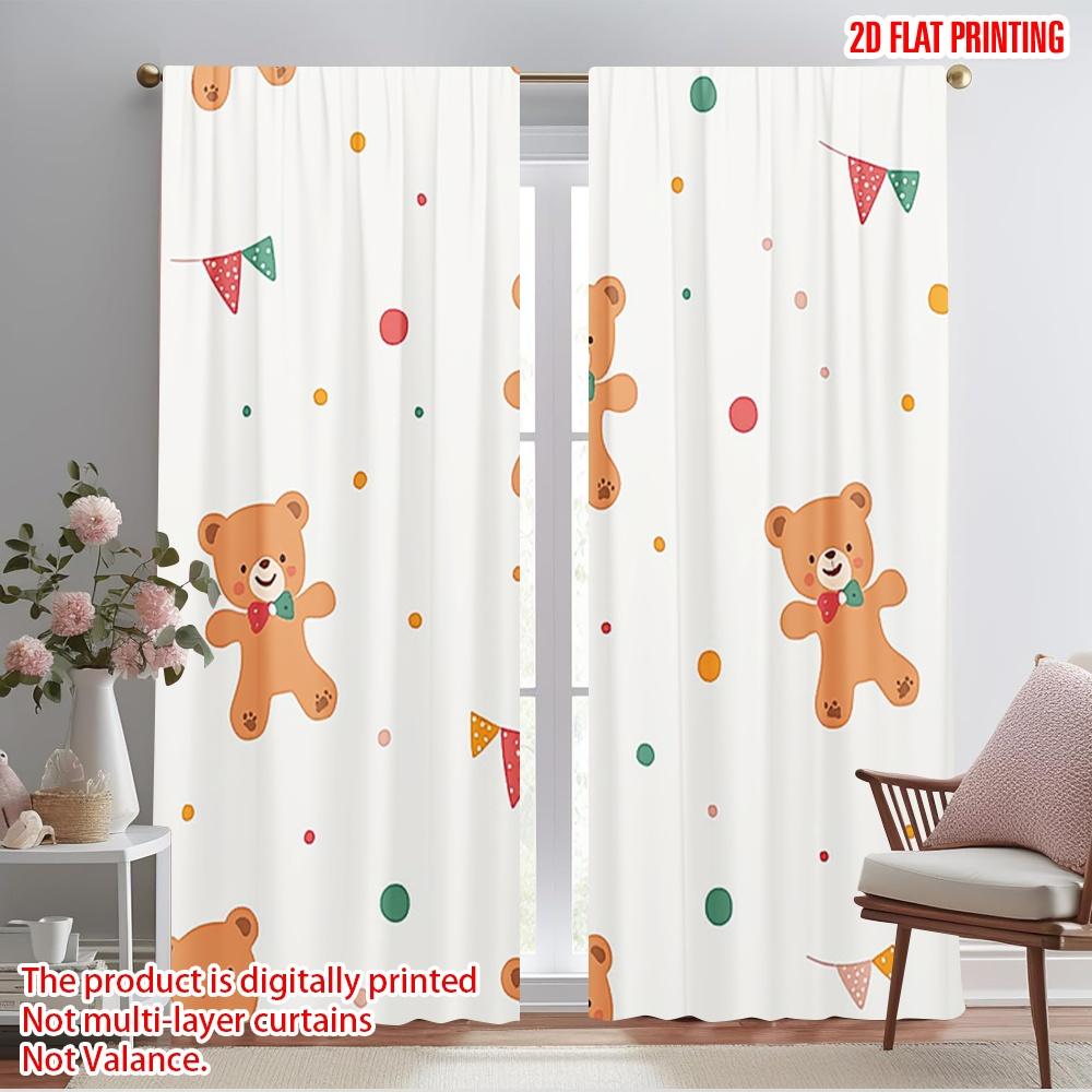 2pcs,2D plane printing Print Curtains Cute Gingerbread Man Durable Polyester (without rod) Versatile All Ldeal for Living Room,