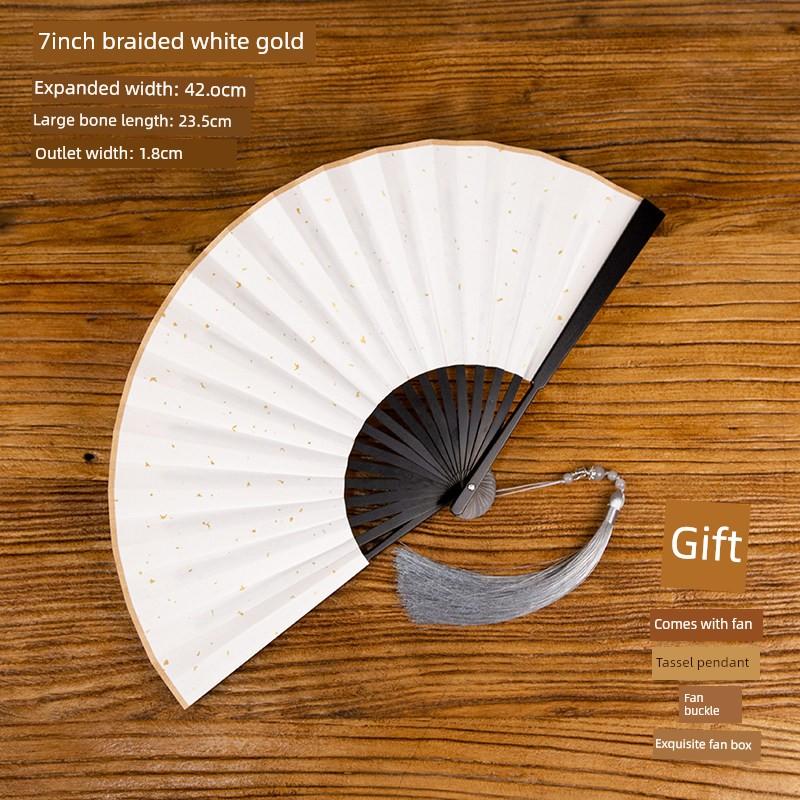 Legierter Faltfächer, Handwerksfächer, Hochwertiger Fächer im chinesischen Stil, Reiner Metallfächer, Geschenk für Freund, Version mit Geschenkbox