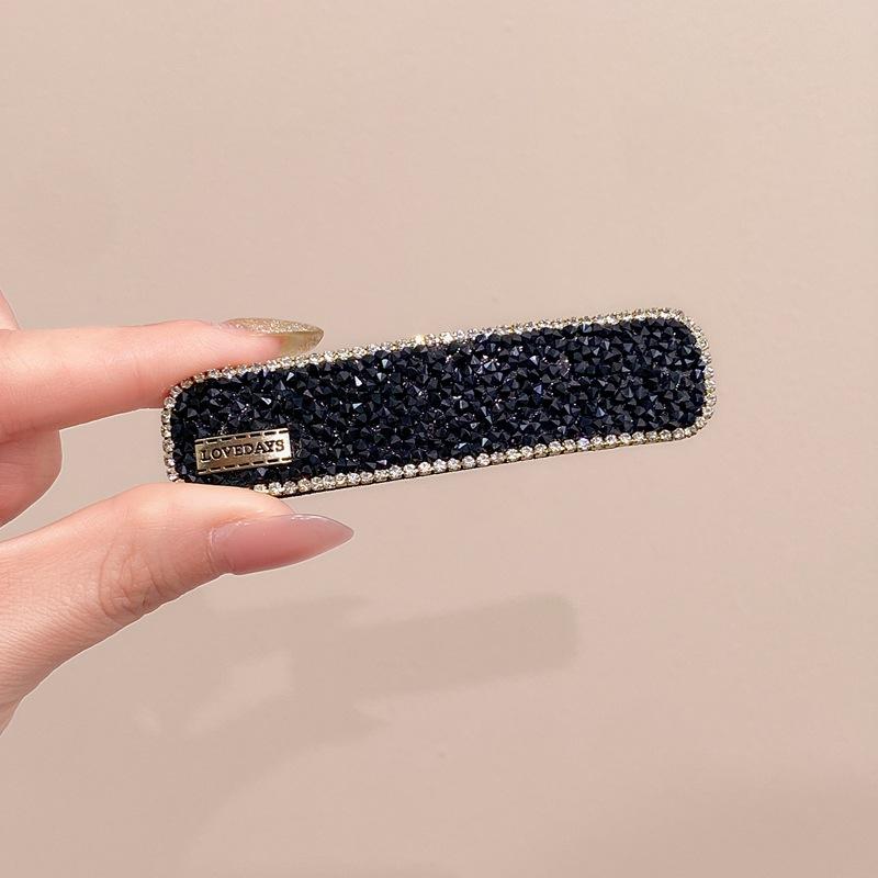 Stylish And Simple Full Diamond Geometric Hairpin, High-End Temperament Side Clip Bb Clip, Versatile Bangs Clip, Hairpin, Hair Accessories
