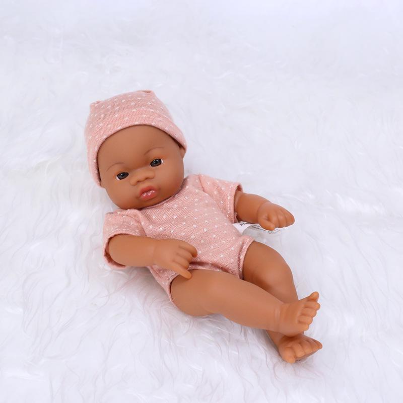 7-Inch Mini African American Baby Doll - Black Soft Vinyl Children's Toy