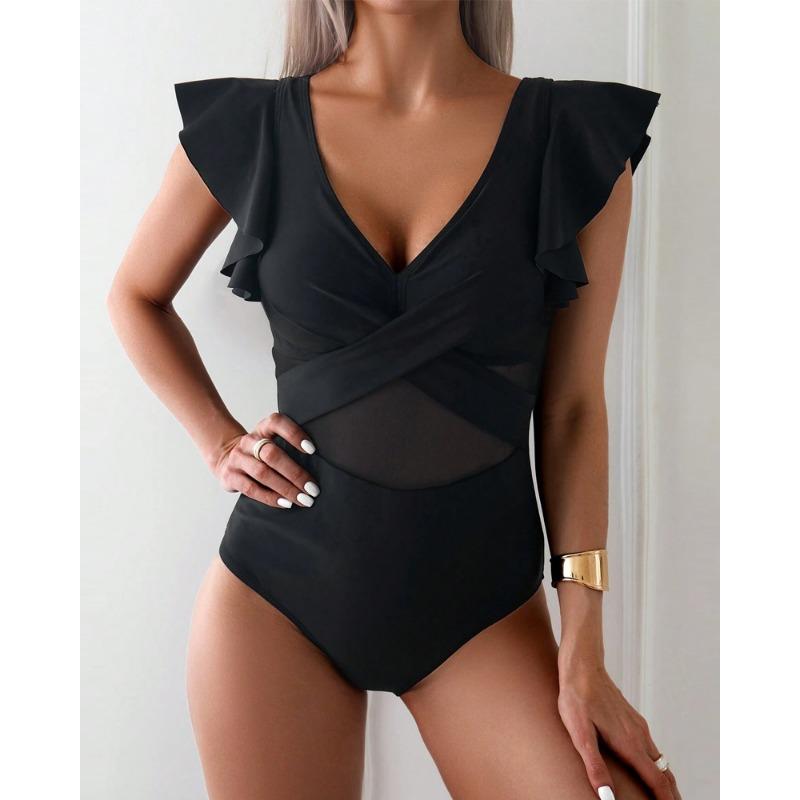 

Новый женский цельный купальник бикини спортивный купальник 3XL чёрный