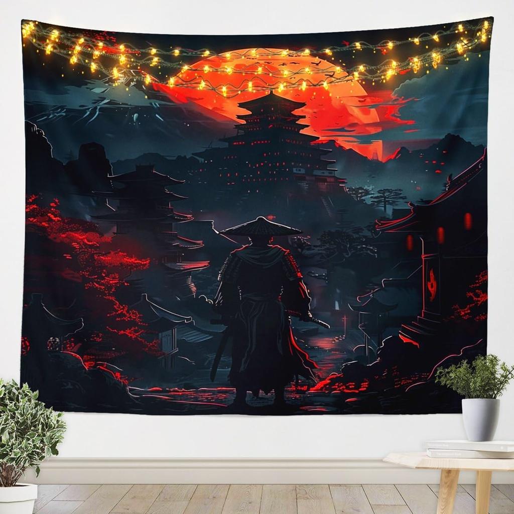 Japanese Girls Geisha Tapestry Large Kids Pink Cherry Blossoms Wall Hanging for Boys Teens Japanese Ukiyoe Wall Blanket Mount