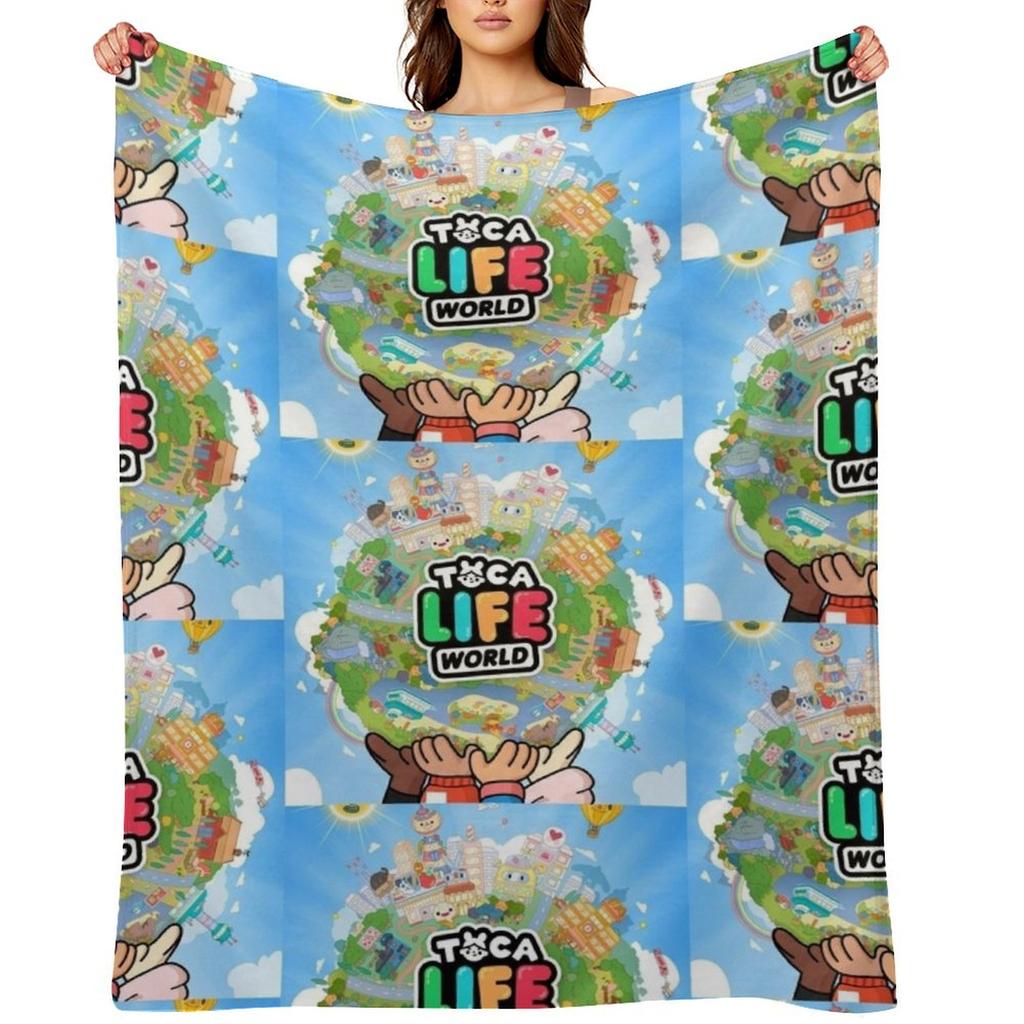 Toca Boca Life Kids Happy Throw Blanket Plaid On the Sofa Luxury Thicken Winter Beds Nap Blankets