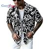 Casual Men's Letter Graffiti Print Short Sleeve Shirt