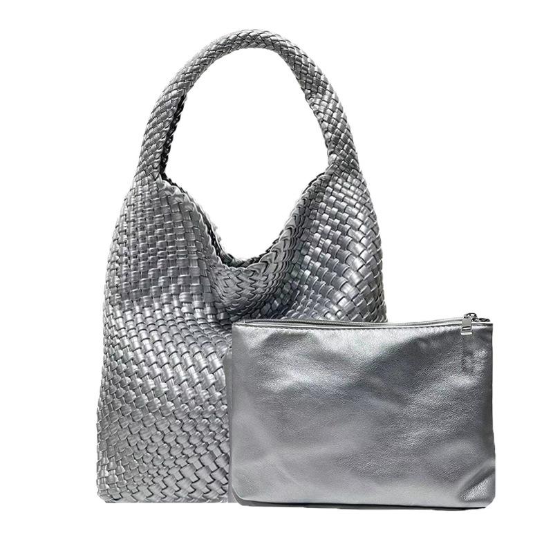 Women's Large Capacity Woven Shoulder Bag – Versatile Tote for Shopping, Commuting, and Everyday Use