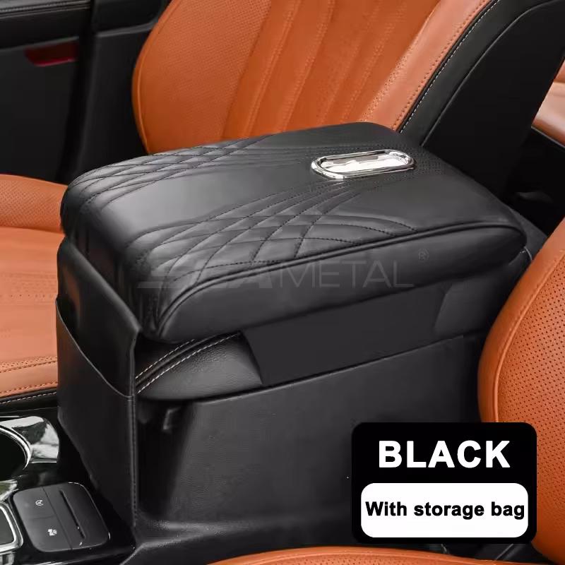 SEAMETAL Car Arm Rest Cushion Thick 3D Memory Foam Cneter Console Box Cushion with Tissue Holder Elbow Support Armrest Cover чёрный