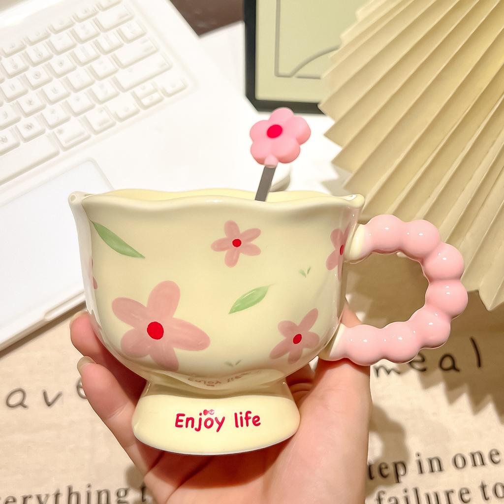 New Creative Flower Mug Household Ceramic Cup High Value Water Cup Girls Birthday Gift Souvenir Coffee Cup Mugs Coffee Cups