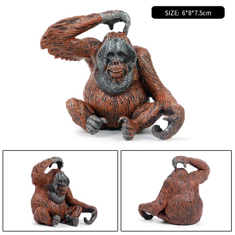 Oenux Original Wild Animal Action Figures Monkey Chimpanzee Orangutan Golden Gibbon Model Pvc Miniature Kids Educational Toys