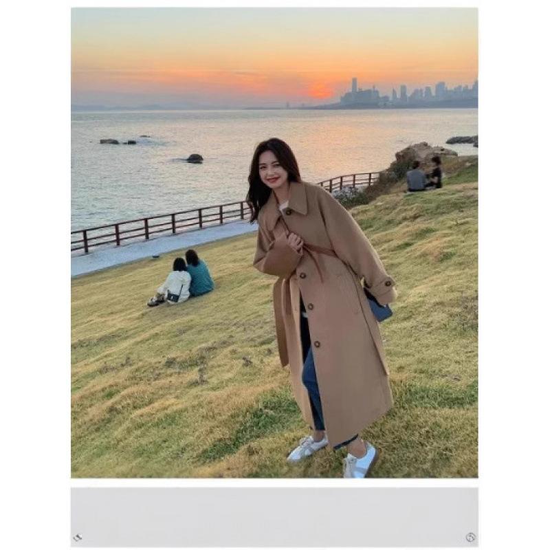 Jacket Women's Medium and Long Autumn and Winter Clothing New Popular Korean Version Loose Thickened Woolen Coat