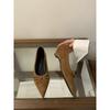 New Bow Suede Single Shoes Women's 2025 New Shoes Pointed Small Low Heel with Skirt One Pedal Women's Shoes