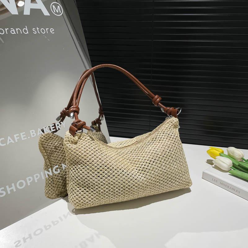 Summer Ladies Straw Bag Fashi Woven Rattan Handmade Braid Tote Large Capacity Summer Beach Handbag for Women Girls