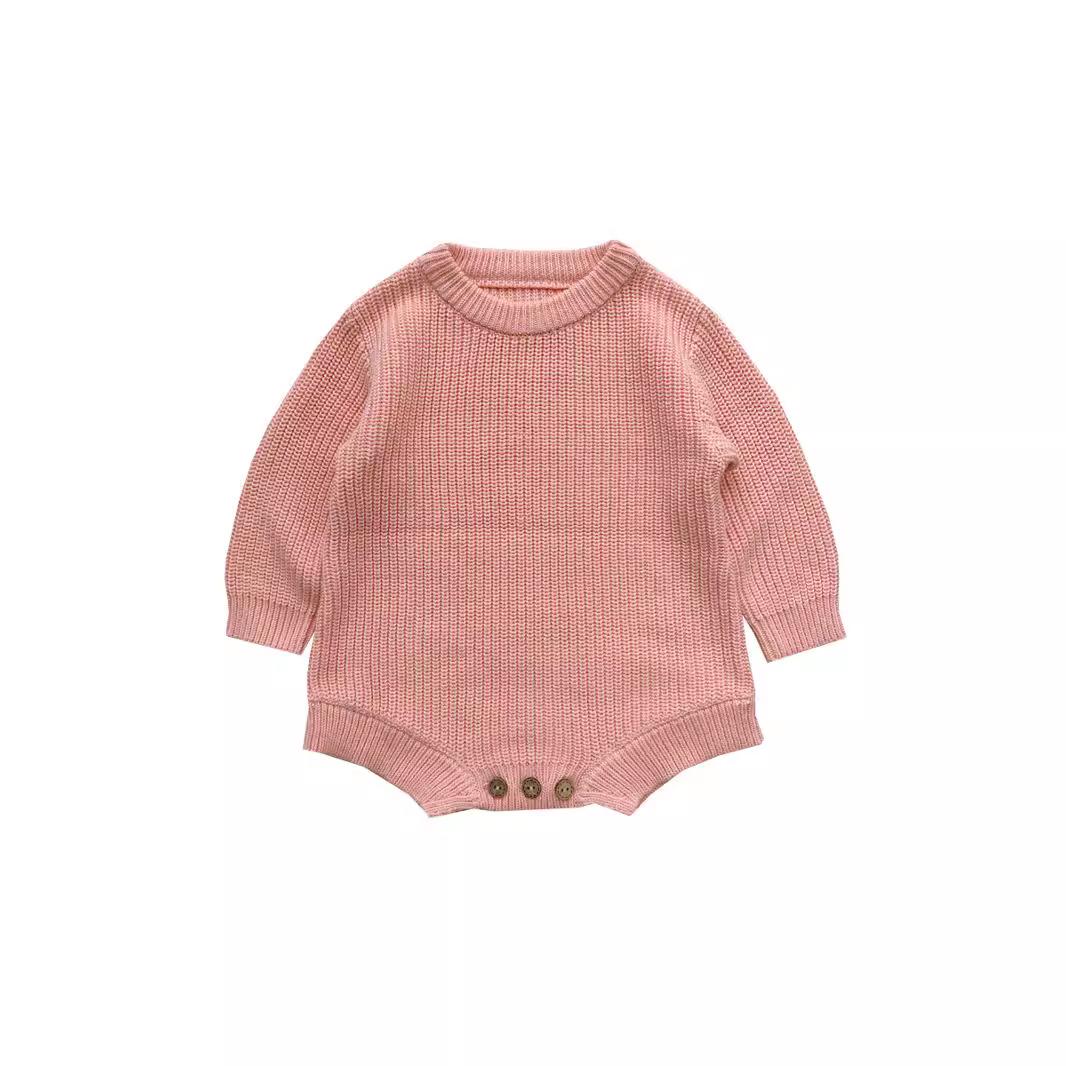 

European and American Cotton Baby Romper - Free Shipping, Autumn/Winter, Snap Crotch Sweater 73cm for 6-12 months розовый
