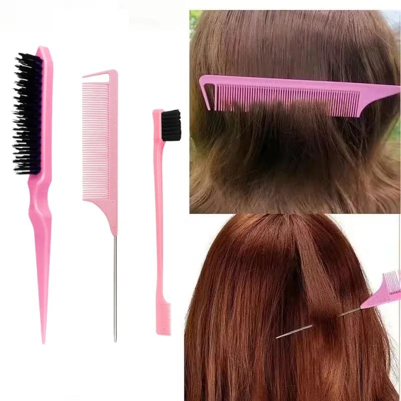 3pcs Styling Comb Set Teasing Comb Triple Teasing Comb Mouse Tail Comb Edge Brushing Hair Tail tool,Special for Real Hair Wigs