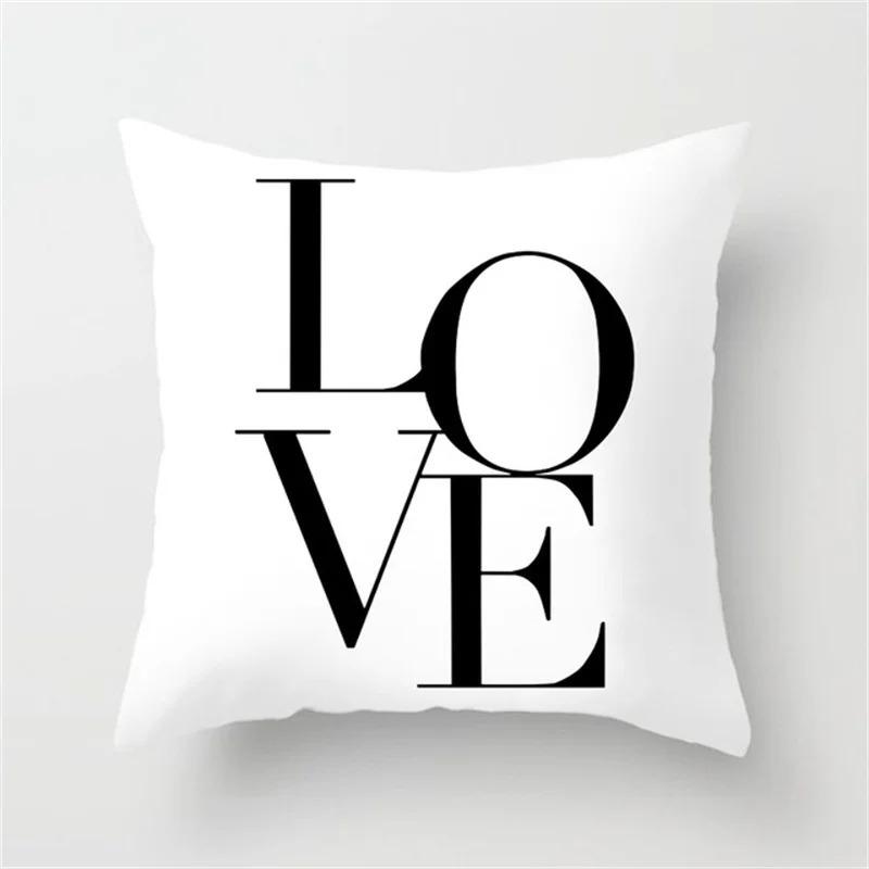 Black and White Geometric Simple High-end Space Pillowcase Patchwork Cushion Cover Striped Letter Pillowcase Home Decoration