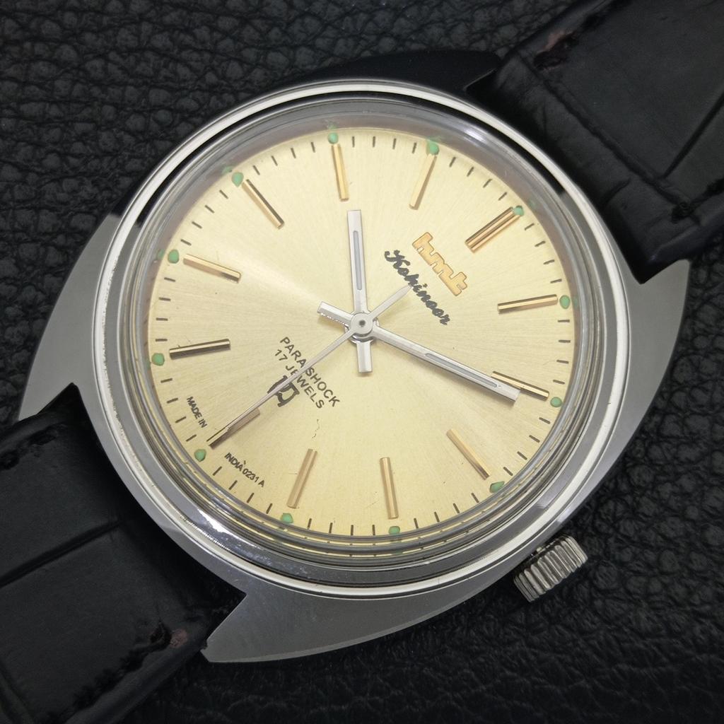 HMT KOHINOOR VINTAGE HAND-WINDING INDIAN MENS GOLDEN COLOR DIAL WATCH a440992-4 HT-a440992