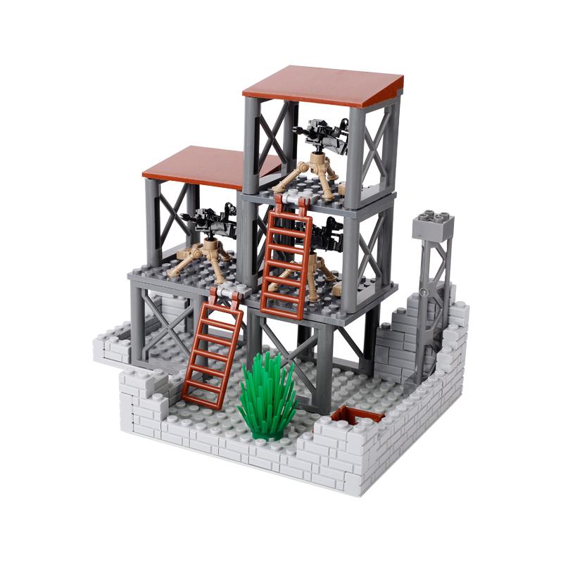 WW2 Vojenský Vojenský Bojiště Bunkr Model Stavební BlokyStrážní Věž Velitelské Stanoviště Bunkr Model Dětské Hračky Dárek