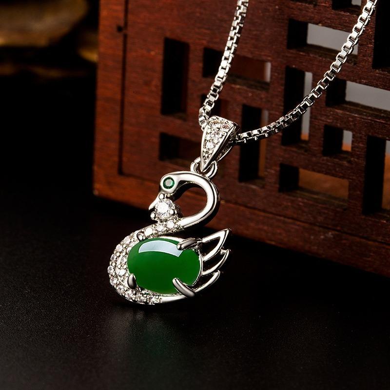 SACE GEMS Classic Copper Alloy Zircon Women The Swan Pendant Necklace Fashion Gift