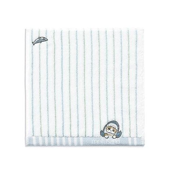 Towel Museum mofusand Stripe Handkerchief Blue Shark Cat Cute Approximately 2525 cm Hand - Home Kitchen